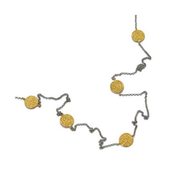 CHAIN NECKLACE 925th SILVER WITH SMALL DISCS OF FESTOS. Folk art