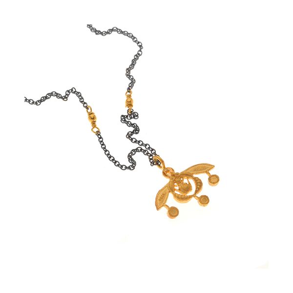 CHAIN NECKLACE 925o WITH PENDANT THN KPHTIKH BEE. Folk art