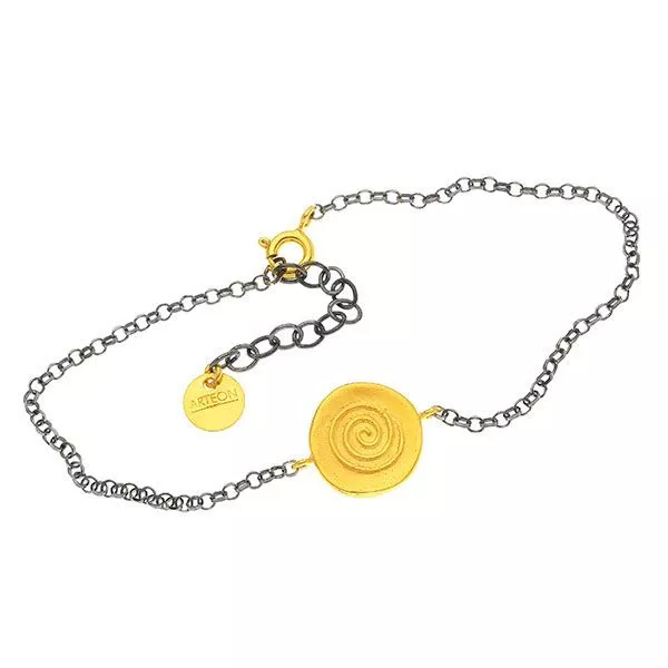 CHAIN BRACELET FROM SILVER 925o WITH SPIRAL. Folk art