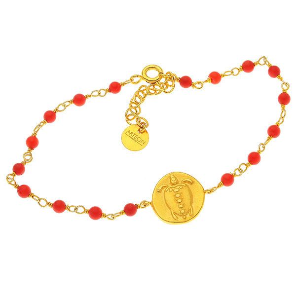 ROSE BRACELET WITH THE TURKEY OF AEGINA IN SILVER 925th COIN. Folk art
