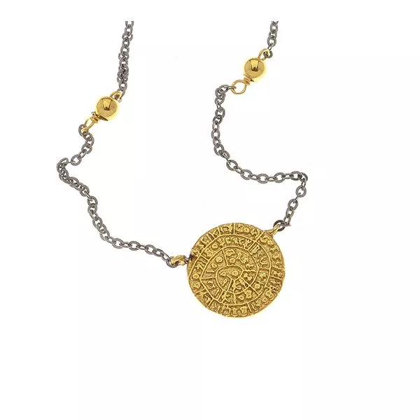 CHAIN NECKLACE 925o WITH PHISTOS DISC. Folk art